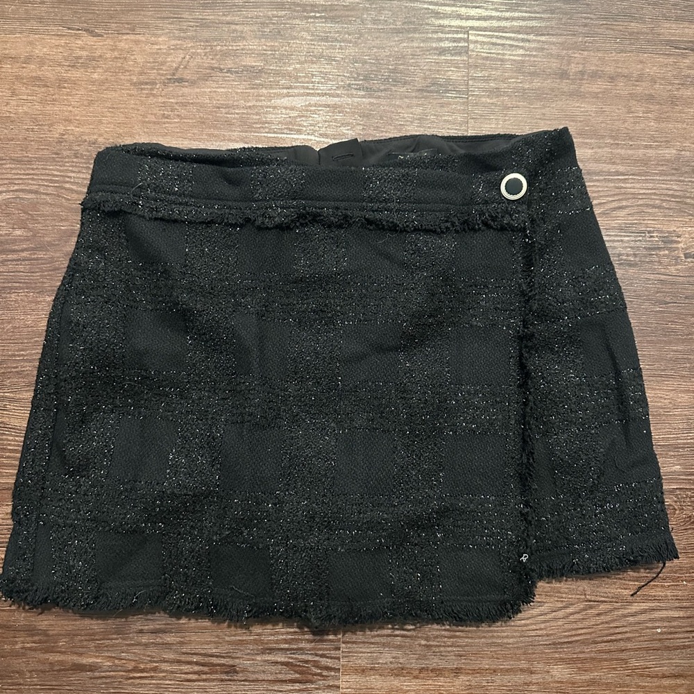 House of Harlow Black Sparkle Plaid Skort Size Large